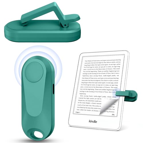 [Case-Friendly] Page Turner for Kindle Paperwhite Oasis Kobo eReaders, Camera Camcorder Remote Controls, Page Turner Clicker for ipad Tablets Reading Novels with Wrist Strap Storage Bag Dark Green