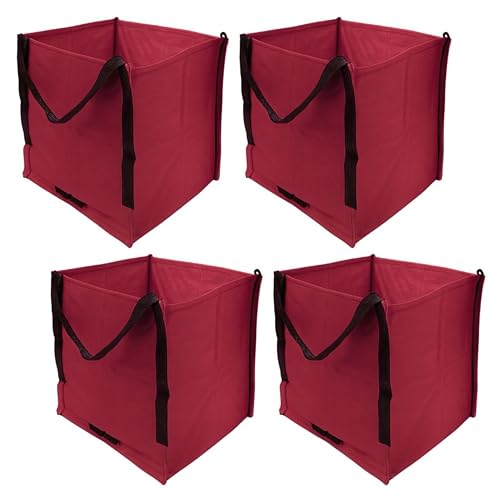 DURASACK Heavy Duty Storage Tote Bag 22-Gallon Rugged Woven Polypropylene Moving Bag, Reusable Self-Standing Design, Holds up to 500 Pounds, Pack of 4, Red