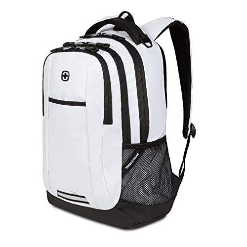 SWISSGEAR Cecil 18-Inch Laptop Backpack Fits 16-Inch Laptop, Travel Daypack with Organizer Pockets, Water Bottle Holders & Padded Straps – White
