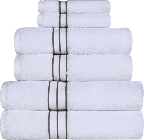 SIMPLI-MAGIC 79507 8-Piece Premium Set, 2 Bath, 2 Hand, 4 Wash Cloths, 100% Ring Spun Cotton Highly Absorbent Towels for Bathroom, Gym, Hotel, and Spa, Gray