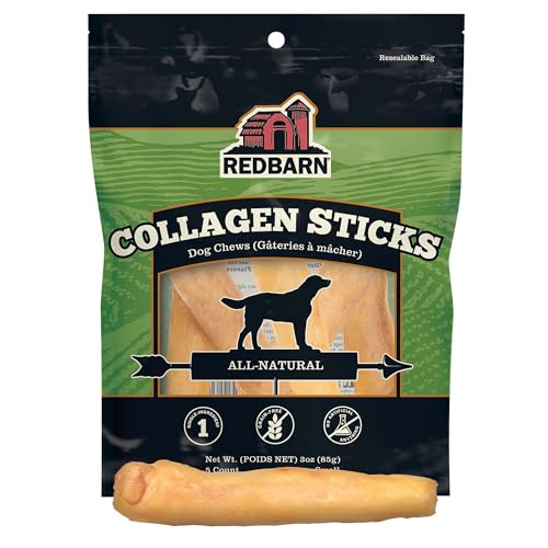 Redbarn Pet Products All-Natural Small 6" Beef Collagen Sticks for Dogs - Long Lasting Low-Odor Alternative to Traditional Rawhide & Bully Sticks - Supports Healthy Joints, Skin, & Coat - 5 Pack