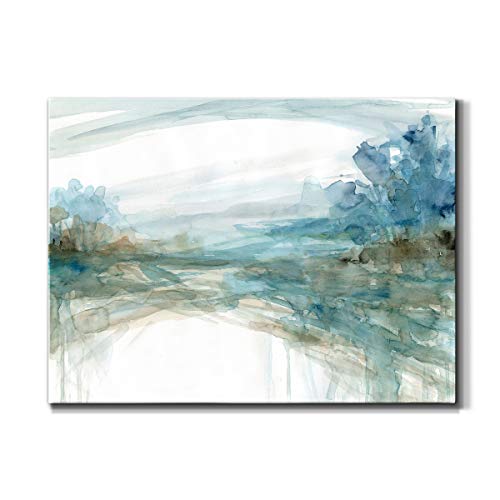 Renditions Gallery Canvas Nature Wall Art Home Paintings & Prints Blue Fantasy Lake Glam Modern Romantic Abstract Decorations Artwork for Bedroom Dining Room Office Kitchen - 12"x18" LT10