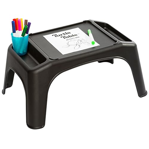 LapGear Turtle Table Kids Activity Lap Desk Tray with Storage Wells for Snacks, Play, Classroom and Sensory Toys - Black - Style No. 20108