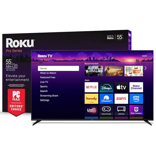 Roku 55-Inch Smart TV - Pro Series, 4K QLED Mini-LED TV - RokuTV