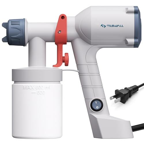 Tilswall Paint Sprayer Dreamer400 Upgraded Ultra-Light Electric Paint Sprayer with 2 Nozzles & 4 Patterns Easy to Clean for Fences, Sheds, Walls, Ceilings, Furniture, Cabinets, Garden & DIY, White