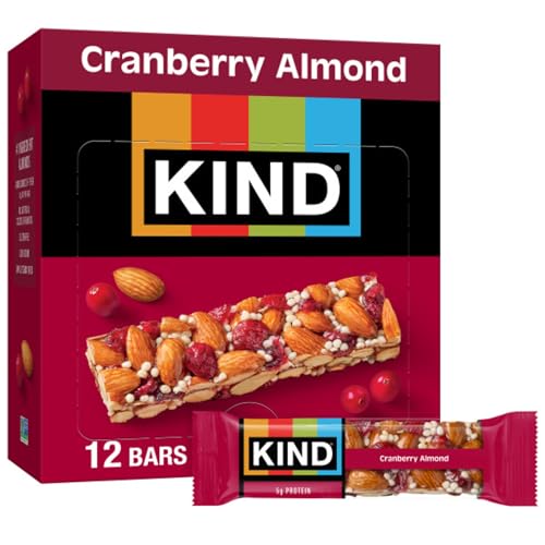 KIND Healthy Snacks Bars, Cranberry Almond, Gluten Free, High Fiber Snacks, 5g Protein, 12 Count