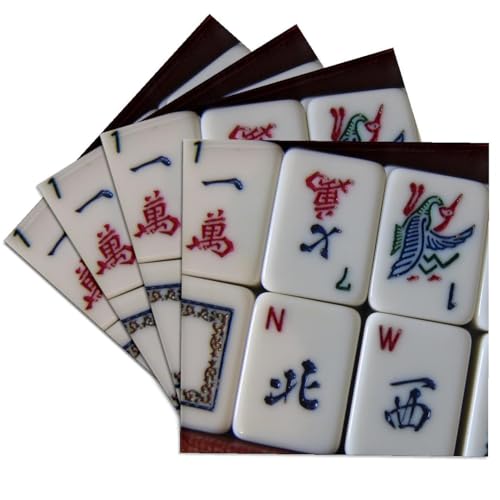 3dRose CST_12772_3 Luv Mah Jong-Ceramic Tile Coasters, Set of 4