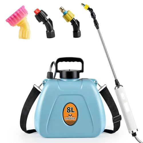 Boromine Electric Sprayer in Lawn and Garden 2 Gallon,Battery Operated Sprayer with 3 Mist Nozzles