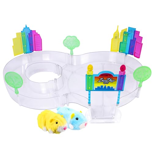 ZhuZhu City Downtown Starter Playset – Interactive Electronic Hamster Toy with Pipsqueak & Sophie – 40+ Sounds & Actions – Expandable Track Set Gift for Kids Ages 4+