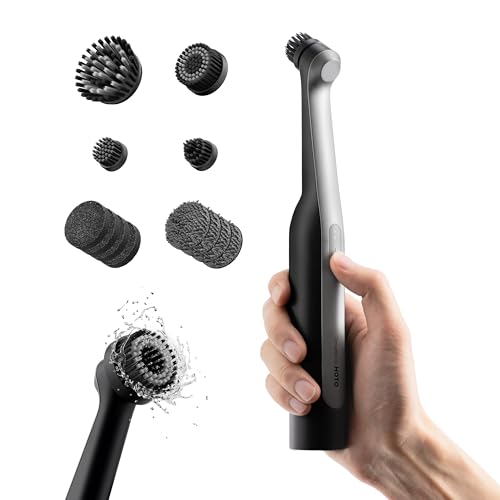 HOTO Wand™ Cordless Spin Scrubber, Electric Rechargeble Grout Cleaning Brush, IPX7 Waterproof Bathroom Scrubber, 12 Replaceable Brush Heads Version Power Scrubber for Grout, Tiles, Corners, Crevices