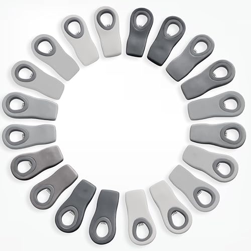 COOK WITH COLOR Bag Clips with Magnet- Food, Chip, Bag Clips for Food Storage with Airtight Seal Grip for Bread, Snack and Food (Grey, Pack of 20)