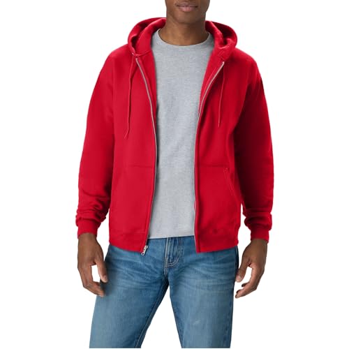 Hanes Men's Full-Zip Eco-Smart Hoodie, Deep Red, XX-Large