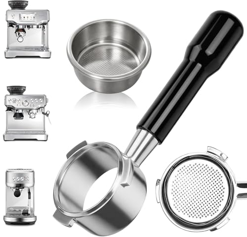54mm Bottomless Portafilter fit Breville Barista Express Machines BES870XL 880BSS 878BSS 840XL 500BSS 450BSS BES500,3 Ears Espresso Portafilter with 18g Basket