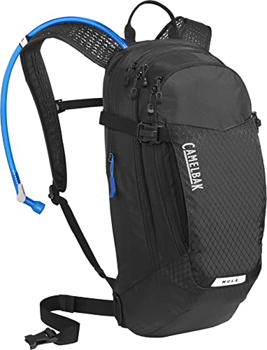 CamelBak M.U.L.E. 12 Mountain Bike Hydration Pack with 100oz Crux Reservoir, All Day Cooling and Smart Storage for Trail Riding, Black 2.0