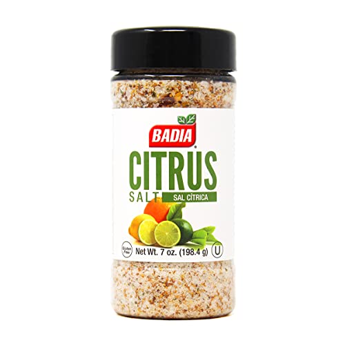 Badia Citrus Salt, 7 oz – Zesty Blend of Sea Salt with Lemon and Orange – Perfect for Seafood, Grilled Vegetables, Poultry and Cocktails