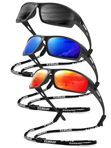 QALLY Polarized-Sunglasses-Men Sports Mens-Sunglasses: Sun-Glasses with UV Protection for Fishing Driving Running Cycling