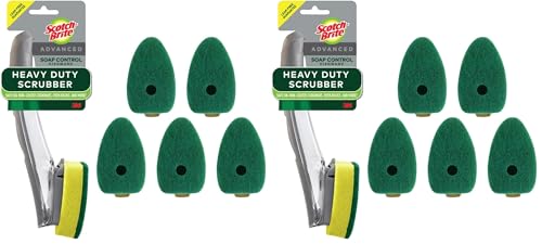 Scotch-Brite Heavy Duty Advanced Soap Control Dishwand Kit, Includes 1 Wand & 5 Refill Pads, Control Soap with A Button, Keep Your Hands Out of Dirty Water (Pack of 2)