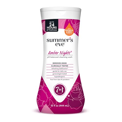 Summer's Eve Amber Nights with Oat and Shea Extracts, Daily Refreshing All Over Feminine Body Wash, Removes Odor, Feminine Wash pH Balanced, 15 fl oz
