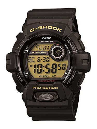 Casio G-Shock 8900-1 | Front Button Design | Shock Resistant | 200M Water Resistant | Aluminum Bezel | Super Illuminator LED Backlight | World Time | Stopwatch | Countdown Timer | 3-Year Battery
