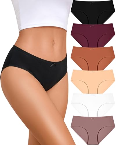 READY TO LOVE Womens Cotton Hipster Panties Soft Breathable Cheeky Underwear 6 Pack Stretch Undies for Women