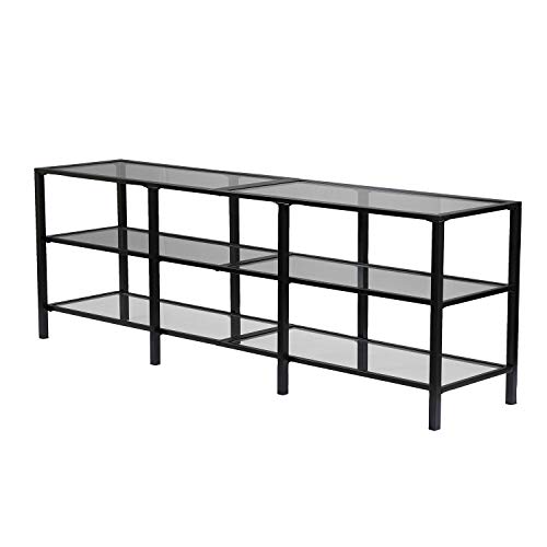 SEI Furniture Tyler Metal/Glass TV Stand – Transitional Style - Black