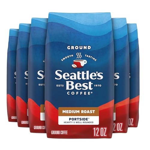 Seattle’s Best Coffee, Medium Roast Ground Coffee, Portside, 100% Arabica, 6 Bags (12 oz Each)