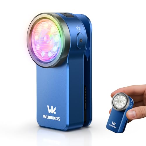 Wurkkos HD03 EDC Flashlight Rechargeable Clip-on Light, 680Lumens Mini Pocket Flashlight with RGB, Magnetic Small Flat Flashlight for Camping, Repairing, Signaling, Cycling (Blue)
