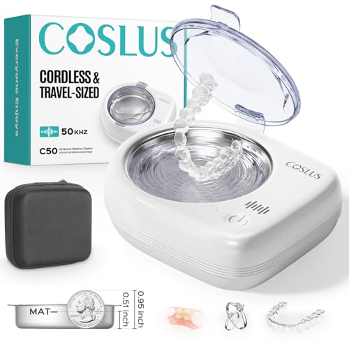 COSLUS Sonic Retainer Cleaner Machine, Cordless Pro Dental Cleaning Pod