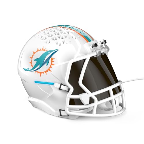 NFL Echo Dot Bundle: Includes Echo Dot | Glacier White and Limited-Edition NFL Helmet Stand | Miami Dolphins