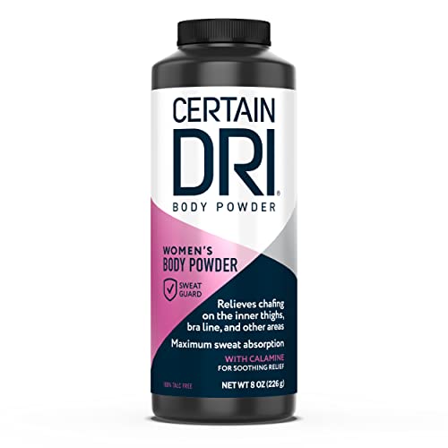 Certain Dri Women’s Body Powder - Talc-Free - Triple-Action Sweat, Odor, & Moisture Control - Anti-Chafing Calamine Formula - Doctor-Recommended for Sensitive Skin - 8 oz