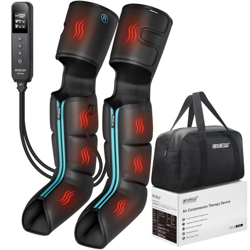 CINCOM Leg Massager with Heat and Compression, Air Compression Boots for Leg Calf & Foot Recovery, Edema Relief