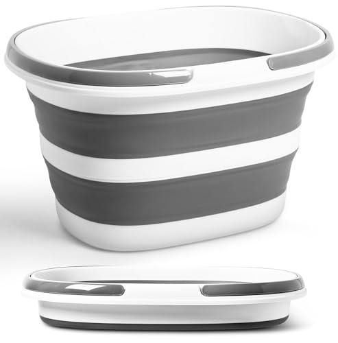 Lesipee Collapsible Bucket 16L with Handles, Foldable Silicone Mop Bucket Space Saving Tub for Laundry, Camping, Beach & Pool Party Ice Bucket, Portable Wash Basin for Home, Car & Outdoor, 4.2 Gallon