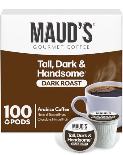Maud's Dark Roast Coffee Pods, 100ct, Single Serve Pods – 100% Arabica Coffee, Compatible with Keurig K Cups Maker