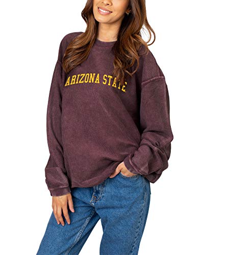 chicka-d NCAA Arizona State Sun Devils Womens Corded Sweatshirt, Maroon, Large (443_TC_CA)