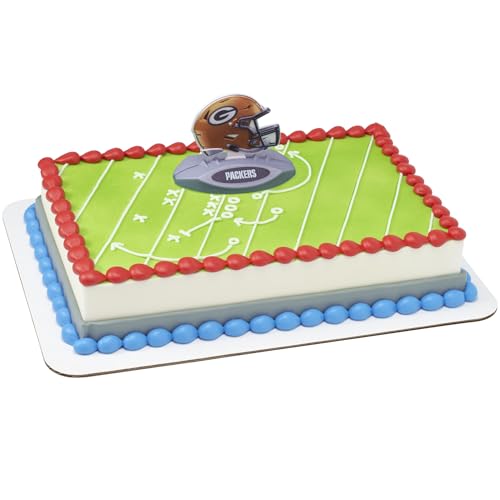 NFL Green Bay Packers Cake Decoration, Football Helmet Cake Topper, Officially Licensed Product Of The NFL, Ready To Use Birthday Cake Decoration