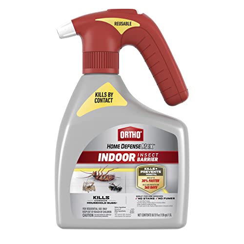 Ortho Home Defense Max Indoor Insect Barrier Battery-Powered Sprayer - Ready-To-Use Indoor Bug Spray, Kills Ants, Roaches, Spiders, Fleas and Ticks, 1.5 L