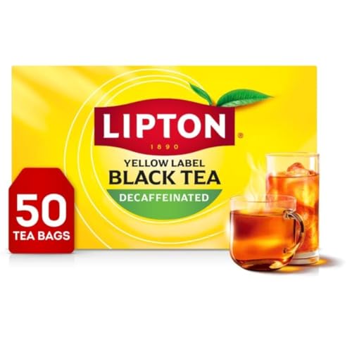 Lipton Decaf Black Tea Bags, Hot or Iced Caffeine Free Tea, 50 Tea Bags