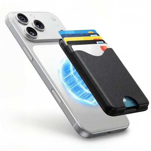 Nepagz For MagSafe Wallet, 5-Card Holder with RFID Blocking, Vegan Leather Slim Magnetic Wallet, Bottom Card Ejection, for iPhone 17/16/15/14/13/12 Series, Not for Mini,Black