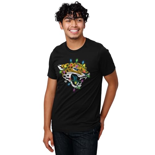 FOCO Jacksonville Jaguars NFL Mens Primary Logo Holiday Lights T-Shirt - XL