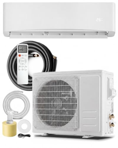 GarveeHome 9000 BTU Mini Split AC/Heating System, 17 SEER2 Inverter Split System Air Conditioners, Ductless Wall Mount Heat Pump, AC Unit Cool Up to 450 Sq. Ft, 230V