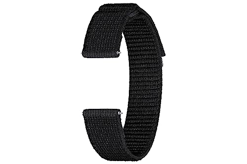 Samsung Galaxy Watch 6, 5, 4 Series Fabric Band, Slim, Nylon, Reflective Smartwatch Replacement Strap for Men and Women, One Click Attachment, Small/Medium, ET-SVR93SBEGUJ, Black