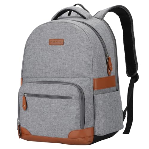 RealCool Laptop Backpack, 31L Travel Backpacks Gift for Women Men, Fits up to 15.6-17 Inch,Water Resistant College Bookbag, for School Business Trip (Gray)