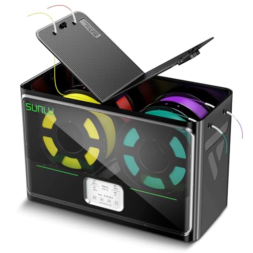 SUNLU Official 3D Printer Filament Dryer S4, 4 Spools Capacity, 3 Circulation Fans, 350W PTC Heater, 70℃ Max Temperature, Power Saving Storage Mode, Nylon TPU PLA PETG ABS Filament Dryer Box, Black