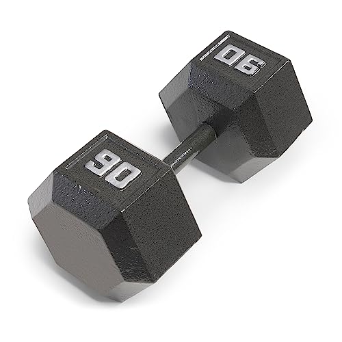 Marcy 90lb Cast Iron Hex Dumbbell, Single, IV-2090, Black, 90lbs