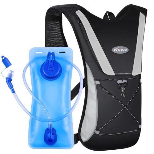 KUYOU Running Vest with 2L Water Bladder, Lightweight Hydration Backpack, Adjustable Reflective Water Backpack for Running Hiking Marathon Cycling, for Women & Men
