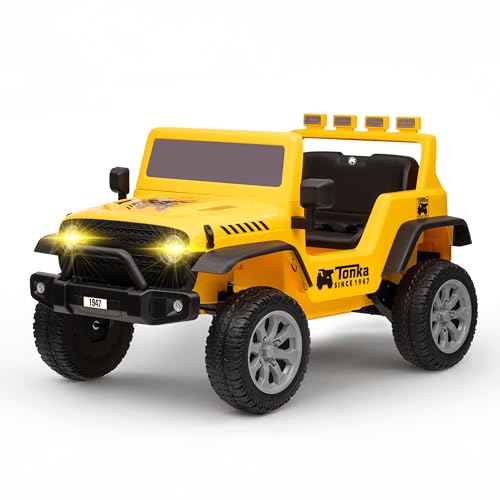 Tonka - 12V Kids Ride On with Rechargeable Battery, LED Headlights, Press-Button Start, Durable Wheels, Forward & Reverse Drive, Contoured Seat