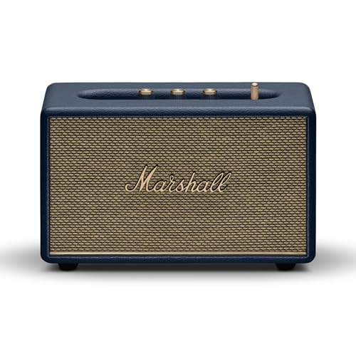 Marshall Acton III Bluetooth Home Speaker - Loud Stereo Sound with Bass and Treble Controls | Plug-in Powered | 3.5mm Aux Input - Midnight Blue