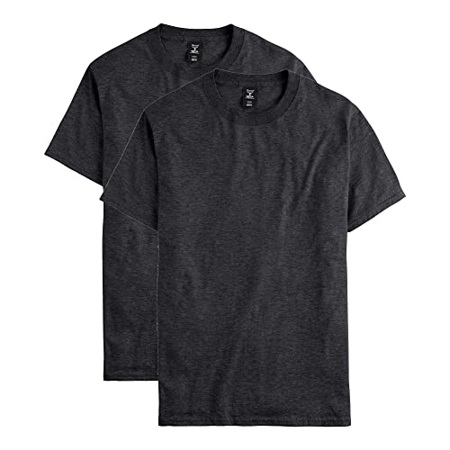Hanes mens Short Sleeve Beefy-t (Pack of 2) T Shirt, Charcoal Heather, Large US