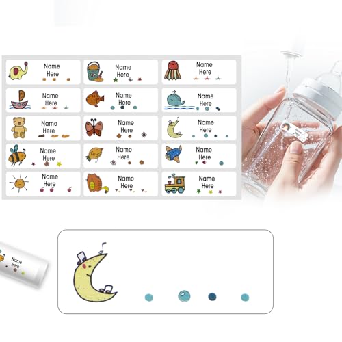 TechMark Custom Name Stickers Labels Waterproof for Kids 1.2 * 0.4"