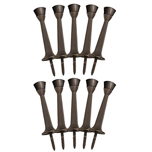 Design House 10-Pack Solid Steel Door Stops with Soft Rubber Tip - Door Stoppers for Wall, Protect Wall & Door, Door Bumpers for Walls, Oil Rubbed Bronze Finish, Design House, 181743